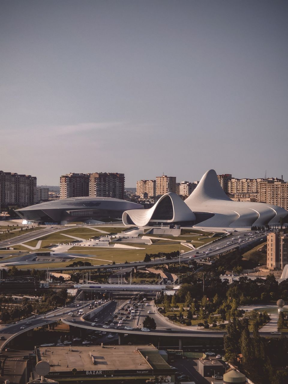 The Heydar Aliyev Center is a cultural center and museum that showcases Azerbaijan's art, culture, and history. 