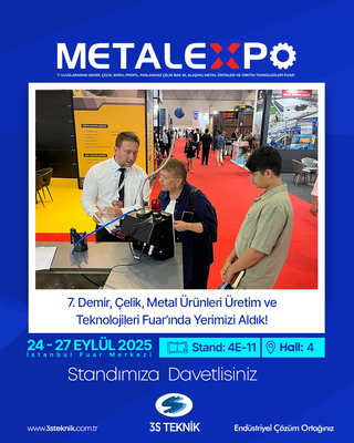 3S Teknik olarak 7. Demir, Çelik, Metal Ürünleri Üretim ve Teknolojileri Fuarı – METAL EXPO 2025’te yerimizi aldık!