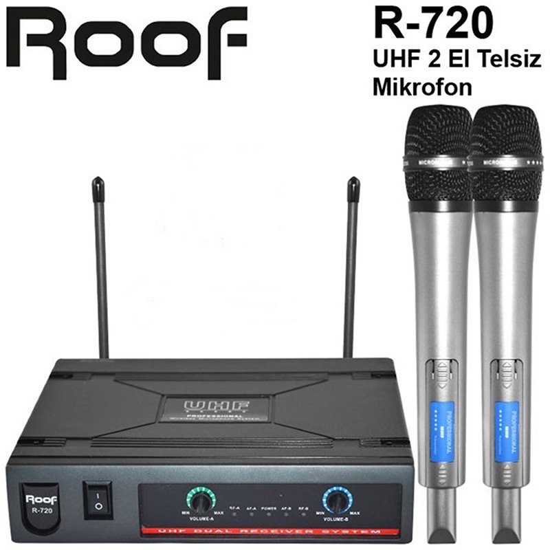 Roof-R720Y-Ciftli-Uhf-Yaka-Tipi-Telsiz-mikrofon | Buluş Elektronik