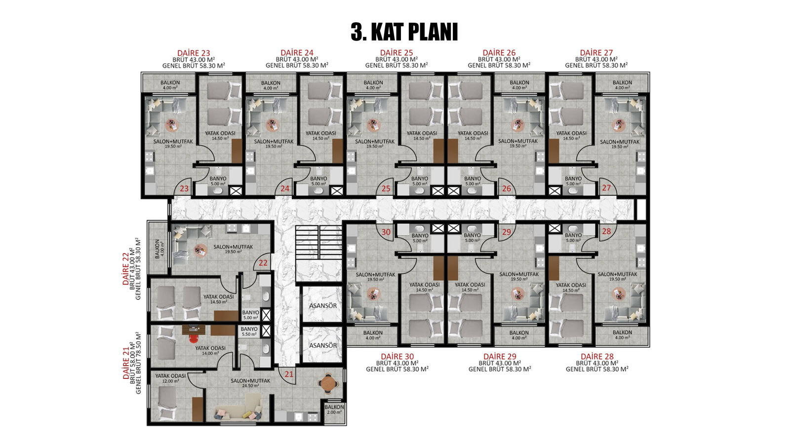 Satılık Daire 2,250,000 TL